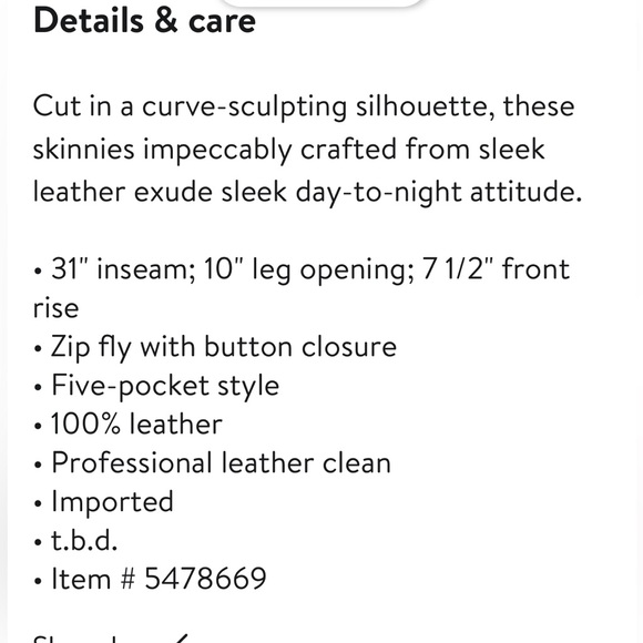 NWT genuine 100% leather pants